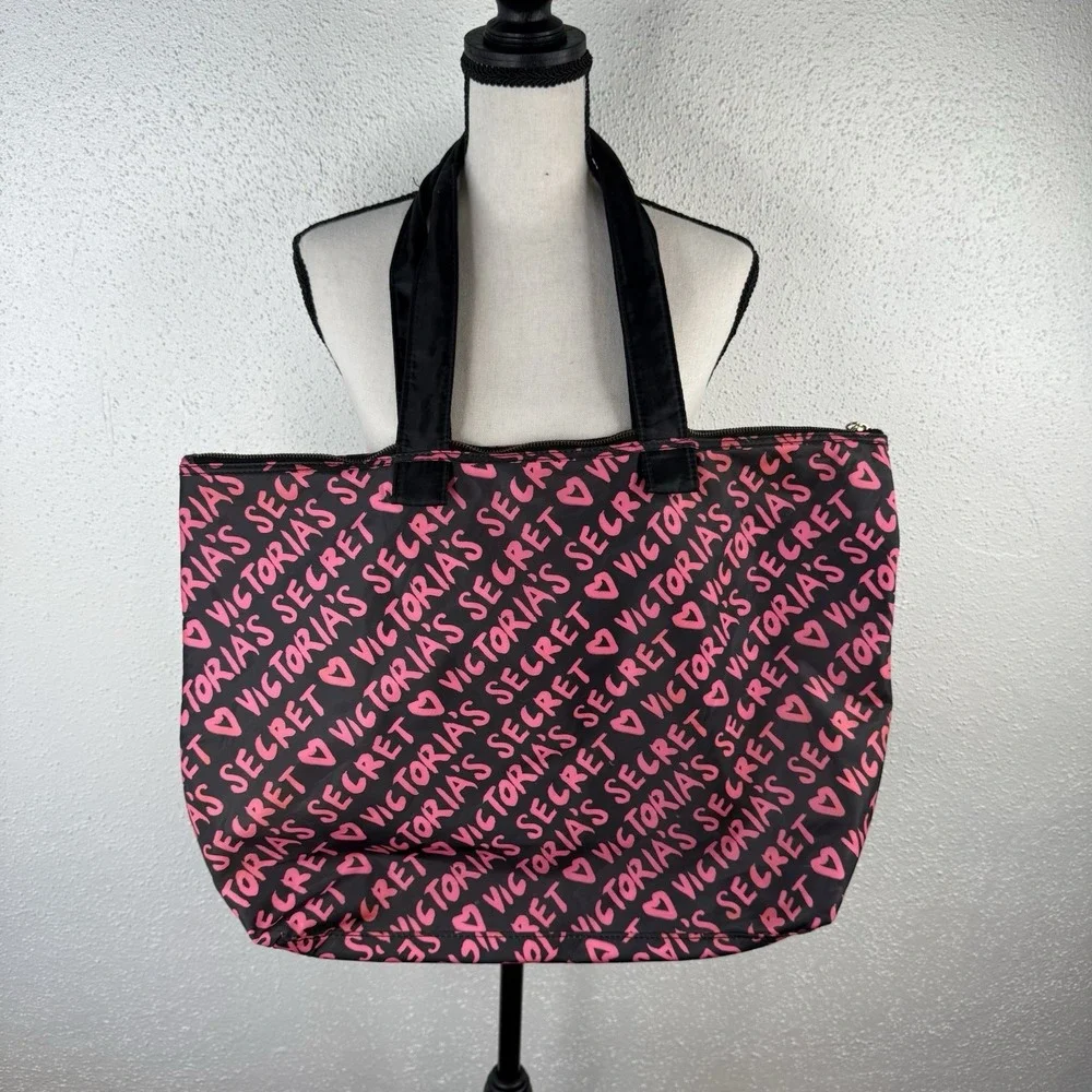 Victorias Secret Large Pink and Black Tote Bag Limited Edition Tote Bag